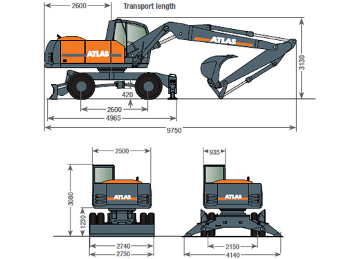 ATLAS Large Excavator 220 W Wheel