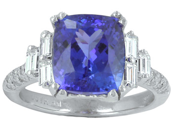 18k White Gold Tanzanite and 7/8ct TDW Diamond Ring (G-H, VS1-VS2) | Luxury Jewelry