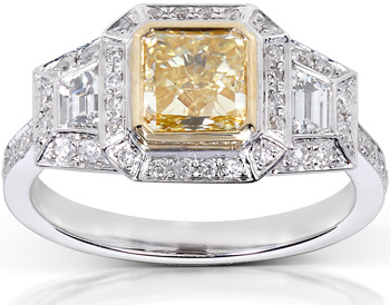 14k Gold 2 1/4ct TDW Certified Yellow and White Diamond Ring (G-H, VS1-VS2) | Luxury Jewelry