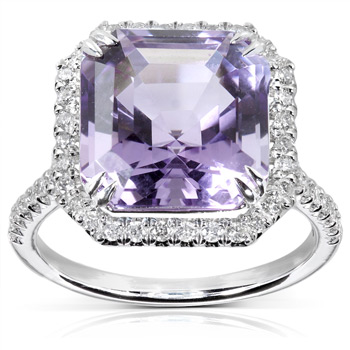 10k White Gold Amethyst and 3/8ct TDW Diamond Ring (H-I, I1-I2) | Luxury Jewelry