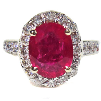 14k Yellow Gold Ruby and Diamond Designer Ring (Size 9) | Luxury Jewelry