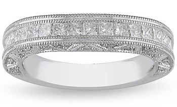 18k White Gold Women's 1ct TDW Diamond Curved Wedding Band (G-H, SI1-SI2) | Luxury Jewelry