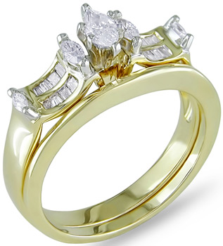 Miadora 14k Yellow Gold 1/2ct TDW Diamond Bridal Ring Set (G-H, I1-I2) | Luxury Jewelry