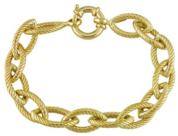 14k Yellow Gold Marquise-shaped Fancy Link Bracelet | Luxury Jewelry