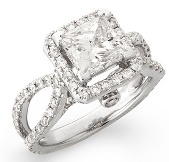 14k White Gold 3 1/8ct TDW Princess-Cut Diamond Engagement Ring (H-I, SI2-I1) | Luxury Jewelry