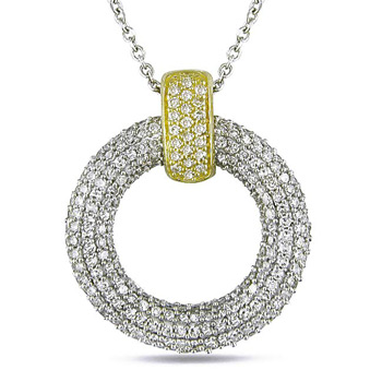 Miadora 18k White and Yellow Gold 1ct TDW Diamond Necklace (G-H, SI1-SI2) | Luxury Jewelry