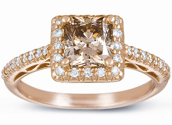 14k Gold 1 3/4ct TDW Certified Champagne and White Diamond Ring (G-H, SI1-SI2) | Luxury Jewelry