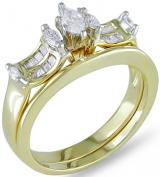 Miadora 14k Yellow Gold 1/2ct TDW Diamond Bridal Ring Set (G-H, I1-I2) | Luxury Jewelry