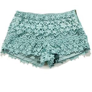 Floral Crochet Shorts in Teal - shorts | shortebi | შორტები