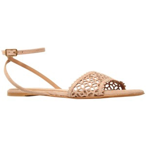 Kurt Geiger Kelis Suede Sandals Nude - Women's Flat Sandals | Sandalebi | სანდალები