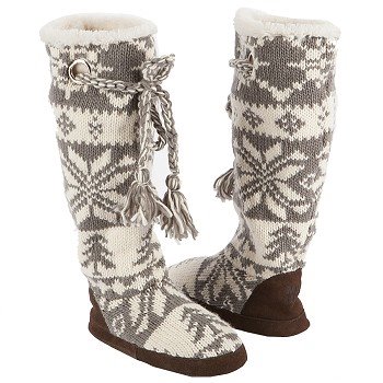 Muk Luks  Women's Grace Slipper Boot   Grey/Ivory - Women's Boots