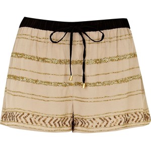 River Island Light Beige Sequin Embellished Shorts - shorts | shortebi | შორტები