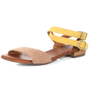 Tan flat strappy sandal - Women's Flat Sandals | Sandalebi | სანდალები