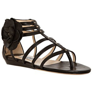 Jimmy Choo Black Leather 'oxide' Flat Gladiator Sandals - Women's Flat Sandals | Sandalebi | სანდალები