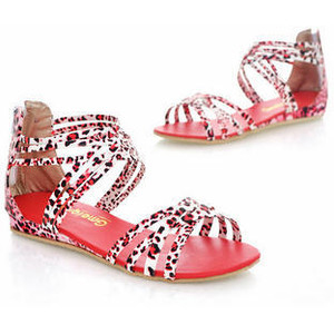 Leopard-Print Strappy Sandals - Women's Flat Sandals | Sandalebi | სანდალები