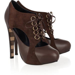 Georgina Goodman Roxy leather and suede lace-up pumps - Women's Platform Pumps | Platformebi | პლატფორმები