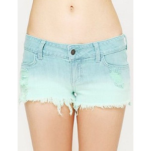 Gradient Light Blue Denim Ripped Frayed Hem Shorts - shorts | shortebi | შორტები