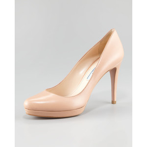 Prada Leather Round - Women's Platform Pumps | Platformebi | პლატფორმები