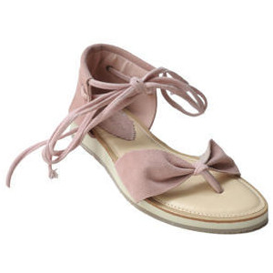 Genuine Leather Cuffed Strappy Thong Sandals - Women's Flat Sandals | Sandalebi | სანდალები