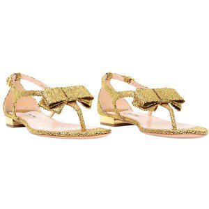 MIU MIU Stamped Metal Bow Flat - Women's Flat Sandals | Sandalebi | სანდალები