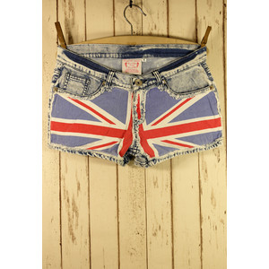 Great Britain Flag Washed Denim Shorts - shorts | shortebi | შორტები