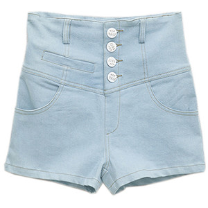 Slim Retro Denim Light-blue Shorts - shorts | shortebi | შორტები