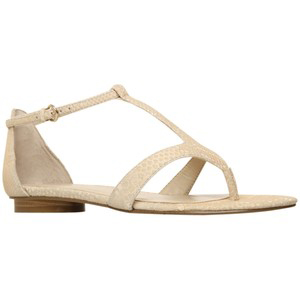 Nine West Couldbeluv Toe Post Strappy Sandals Beige - Women's Flat Sandals | Sandalebi | სანდალები