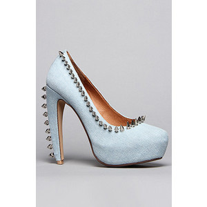 Jeffrey Campbell The Spike Madame Shoe in Denim and Silver - Women's Platform Pumps | Platformebi | პლატფორმები