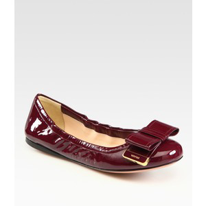 Prada Patent Leather Bow Ballet Flats - Women's Ballet Flat