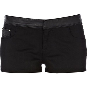 River Island Black Pu Mix Shorts - shorts | shortebi | შორტები