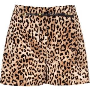 River Island Beige Leopard Print Shorts - shorts | shortebi | შორტები