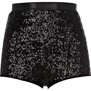 River Island Black Sequin Knicker Shorts - shorts | shortebi | შორტები