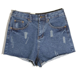 High Waist Blue Denim Shorts - shorts | shortebi | შორტები