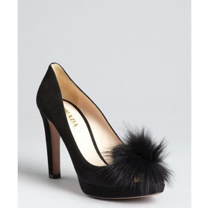 Prada Black Suede - Women's Platform Pumps | Platformebi | პლატფორმები