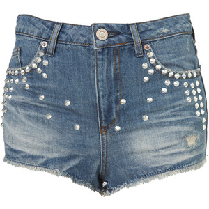 Petite Studded Denim Hotpants - shorts | shortebi | შორტები