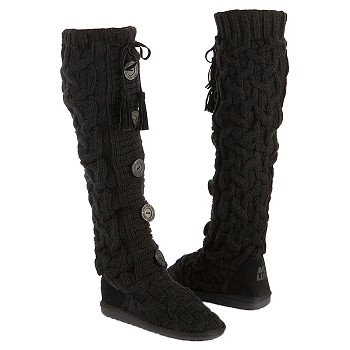 Muk Luks  Women's Annie Tall Knit Boot   Ebony - Women's Boots