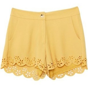 Yellow Mid Waist Hollow Shorts - shorts | shortebi | შორტები