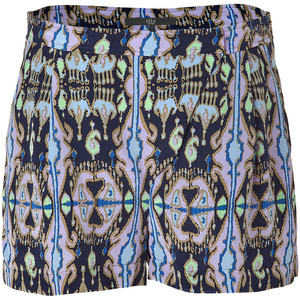 TIBI Navy Multicolor Printed Silk Shorts - shorts | shortebi | შორტები