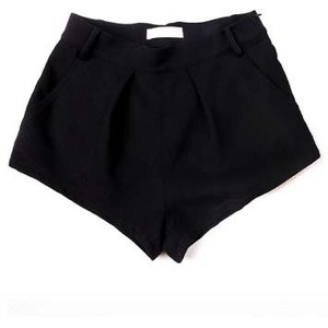 Straight Mid-waist Black Shorts - shorts | shortebi | შორტები