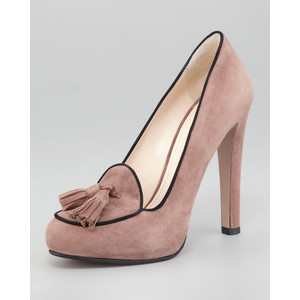 Prada Suede Bi-Color Tassel Pump - Women's Platform Pumps | Platformebi | პლატფორმები