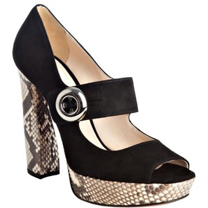 Prada Black Suede  - Women's Platform Pumps | Platformebi | პლატფორმები
