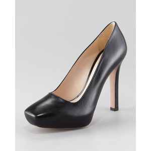 Prada Leather Square-Toe Pump - Women's Platform Pumps | Platformebi | პლატფორმები
