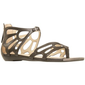 Nine West Walk Hard Leather Sandals Black - Women's Flat Sandals | Sandalebi | სანდალები