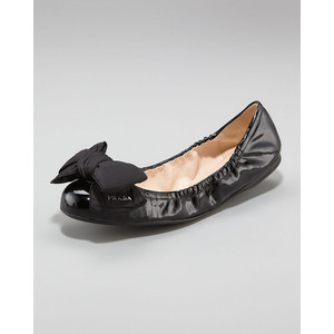 Prada Patent Puffer-Bow Ballerina - Women's Ballet Flat