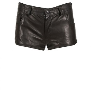 Snow From St Barth Black Leather Gabriel Mini Shorts - shorts | shortebi | შორტები