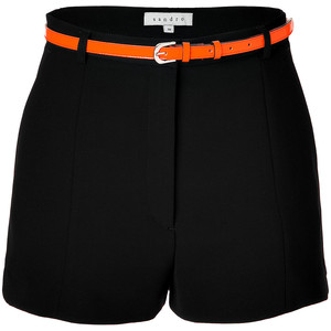 SANDRO Black Front Pleated Shorts With Neon Belt - shorts | shortebi | შორტები