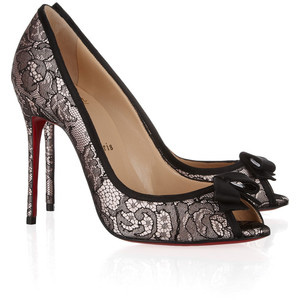 Christian Louboutin Milady 100 Chantilly lace and satin peep-toe pumps - Women's Platform Pumps | Platformebi | პლატფორმები