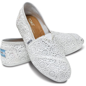 TOMS Crochet Classics White - Women's Ballet Flat