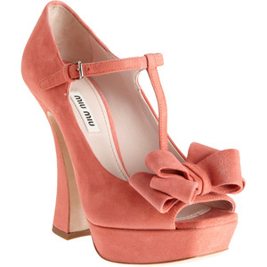 Miu Miu T-Strap Bow Pump - Women's Platform Pumps | Platformebi | პლატფორმები