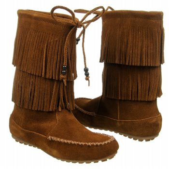 Minnetonka Moccasin  Women's Dawson Double Fringe   Dst Dusty Brown - Women's Boots